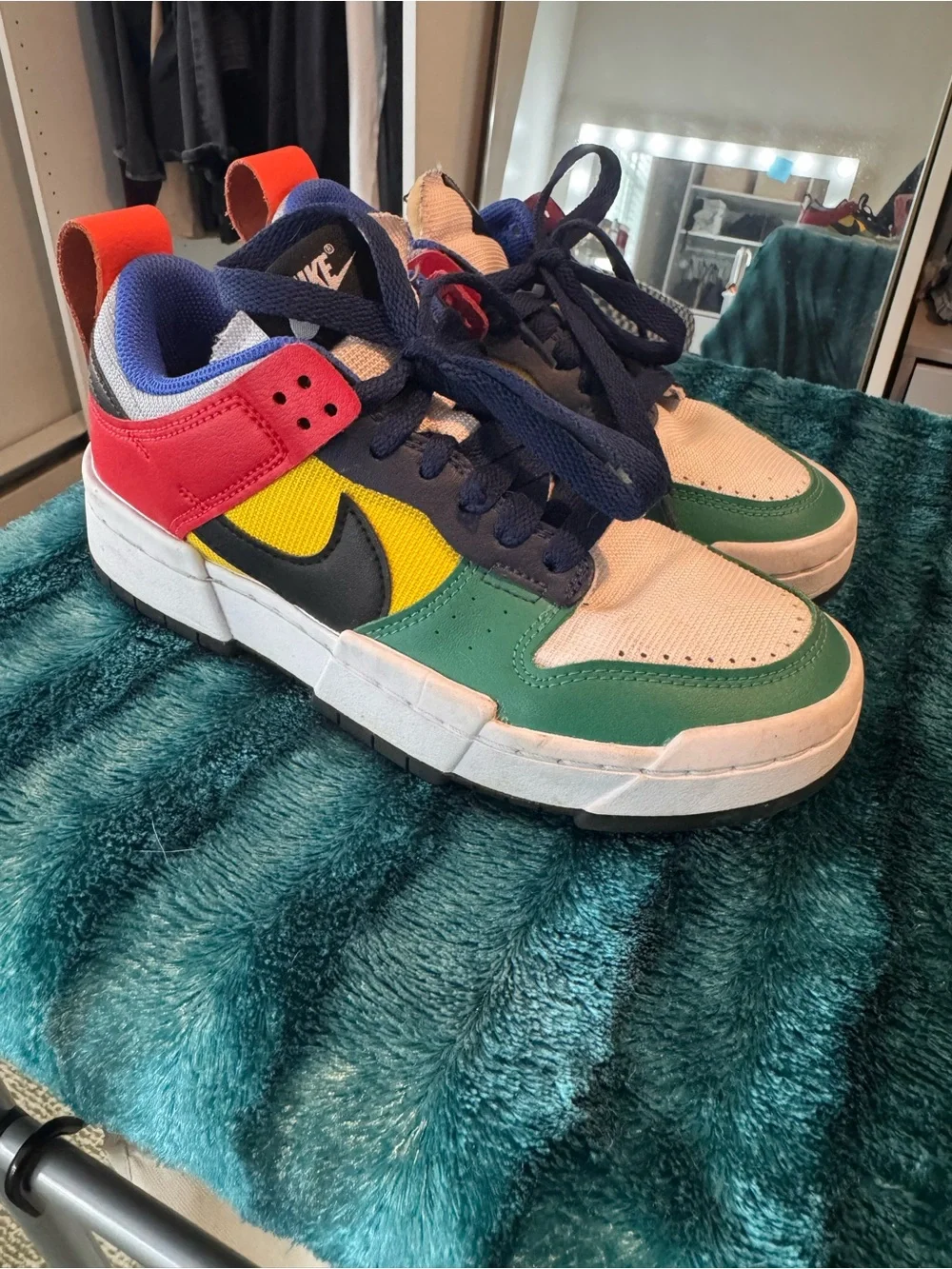 Nike Kids Multicolor Low-Top Sneakers - Green/Yellow/Red/Blue/Black